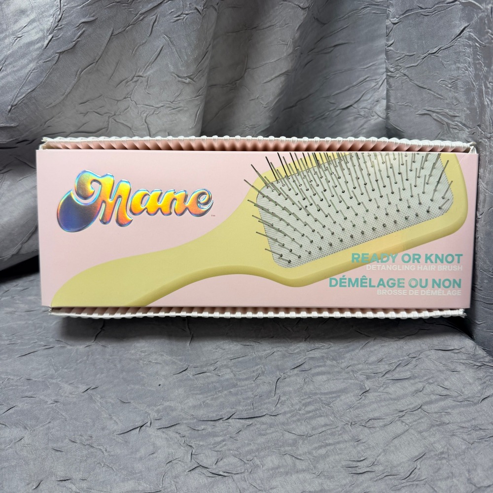 Mane Ready or Knot Detangling Hair Brush Yellow Birch Wood Brush Metal bristle